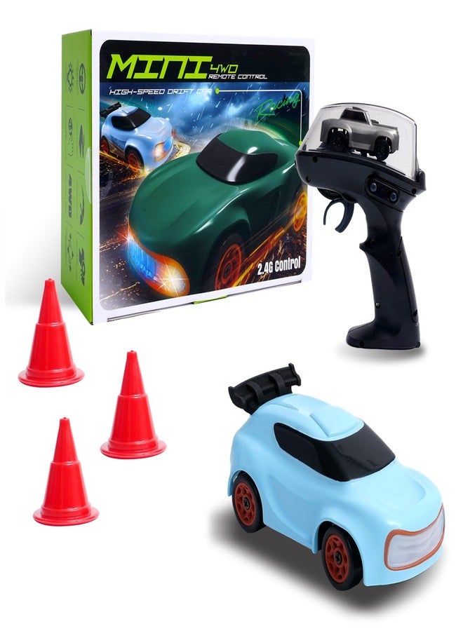 QAONIE Mini RC Car, 1:64 Scale Supercar, Toy Car & Remote Control Integrated Design, 26km/h High Speed, Fun MINI RC Vehicle. (Blue) - Image 1